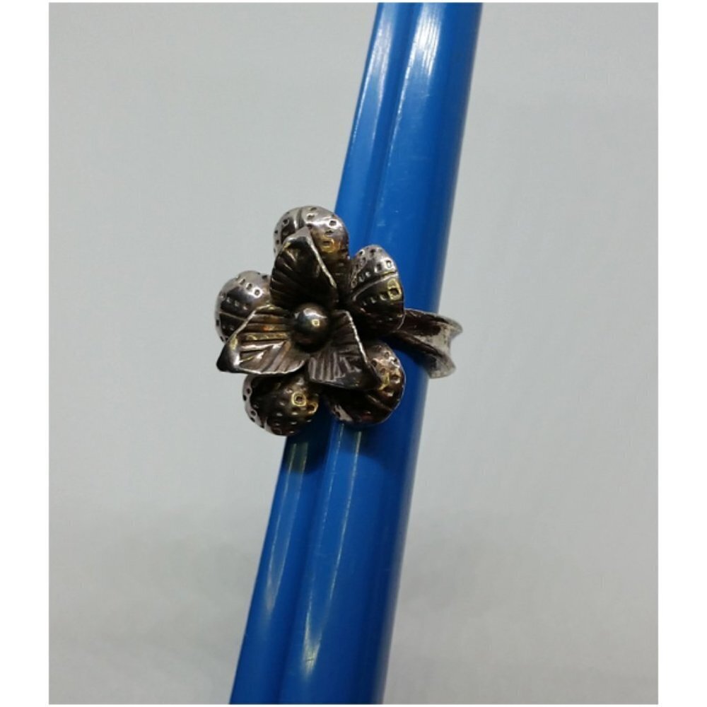 Artisan Solid Sterling Silver 925 Blooming Flower… - image 2